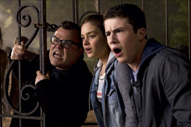 Jack Black, Odeya Rush and Dylan Minnette in 'Goosebumps'